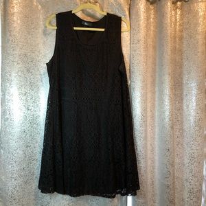 Black Lace Tank Swing Dress Pinc
